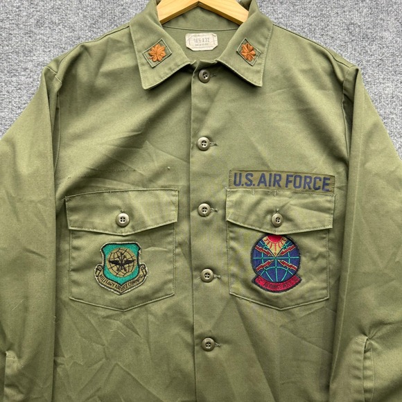 Vintage US Air Force Utility Shirt Men's 16.5x32 Military Airlift Command Patch - Picture 6 of 10